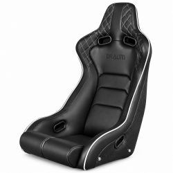 Braum Venom-X Series Black Leatherette with Diamond and White Trim Fixed Back Bucket Seat